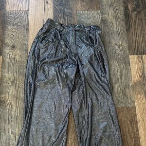 Forever 21 Black Metallic-Detail Wide Leg Pants
